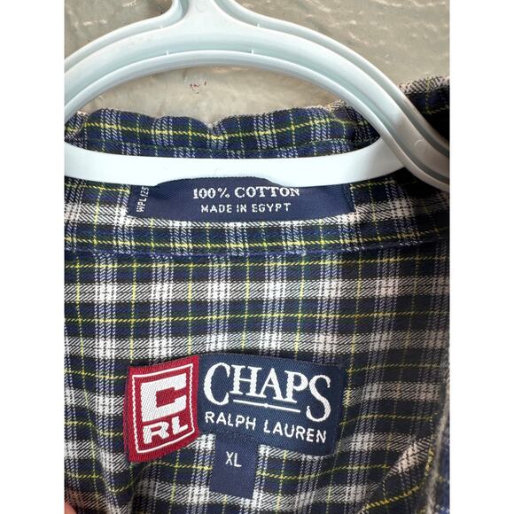 Chaps Ralph Lauren Button Down Shirt Mens Long Sleeve Green Flannel Plaid Sz XL - Picture 4 of 5